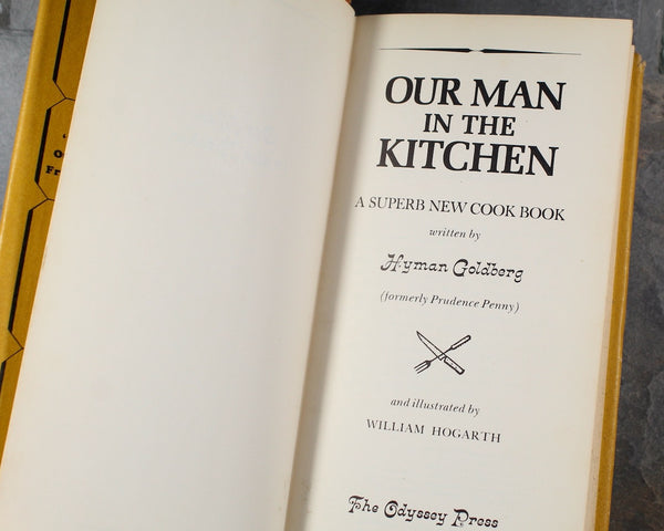 Our Man in the Kitchen by Hyman Goldberg (formerly Prudence Penny) | 1964 FIRST EDITION Cookbook | Humor Cookbook | Bixley Shop