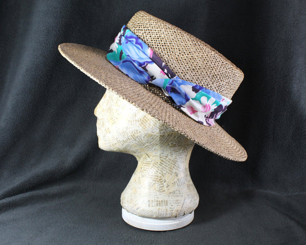 Panama Jack Straw Hat | One Size Straw Hat with Floral Band | Summer Wedding Hat | Bixley Shop