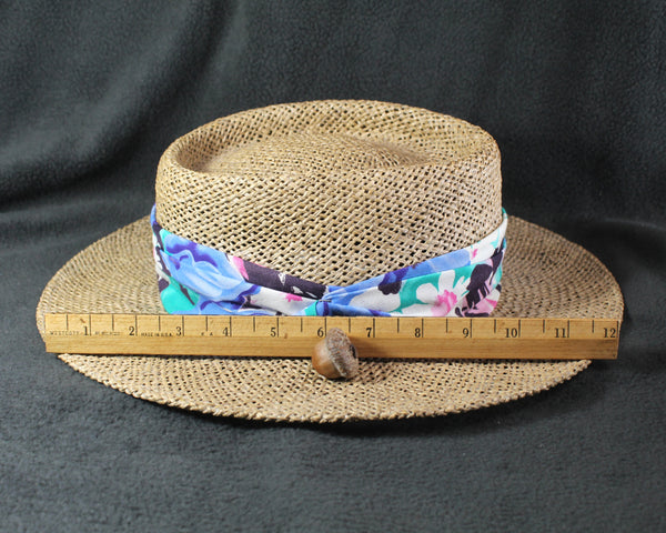 Panama Jack Straw Hat | One Size Straw Hat with Floral Band | Summer Wedding Hat | Bixley Shop