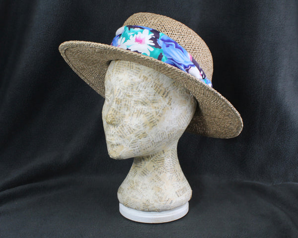Panama Jack Straw Hat | One Size Straw Hat with Floral Band | Summer Wedding Hat | Bixley Shop