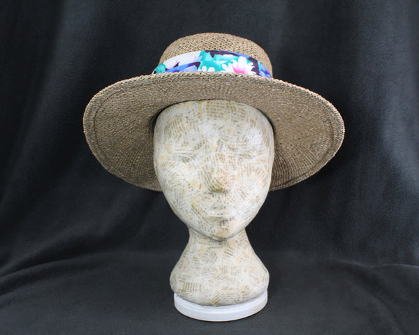 Panama Jack Straw Hat | One Size Straw Hat with Floral Band | Summer Wedding Hat | Bixley Shop