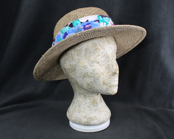 Panama Jack Straw Hat | One Size Straw Hat with Floral Band | Summer Wedding Hat | Bixley Shop