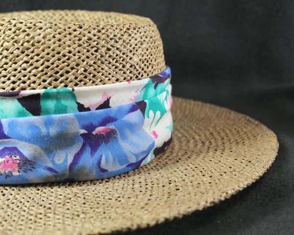 Panama Jack Straw Hat | One Size Straw Hat with Floral Band | Summer Wedding Hat | Bixley Shop