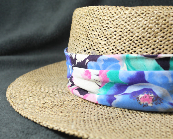 Panama Jack Straw Hat | One Size Straw Hat with Floral Band | Summer Wedding Hat | Bixley Shop