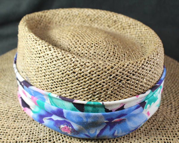 Panama Jack Straw Hat | One Size Straw Hat with Floral Band | Summer Wedding Hat | Bixley Shop