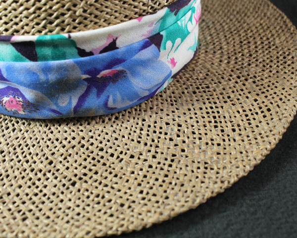 Panama Jack Straw Hat | One Size Straw Hat with Floral Band | Summer Wedding Hat | Bixley Shop