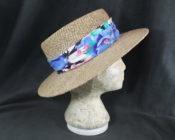 Panama Jack Straw Hat | One Size Straw Hat with Floral Band | Summer Wedding Hat | Bixley Shop