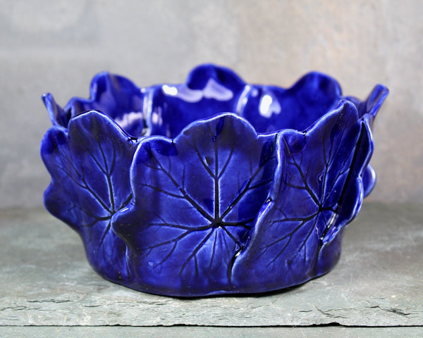 Pat Young Geranium Leaf Bowl 5" Diameter | Cobalt Blue Pottery Bowl Vintage American Pottery | Bixley Shop