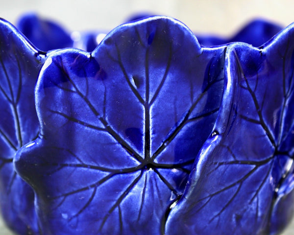 Pat Young Geranium Leaf Bowl 5" Diameter | Cobalt Blue Pottery Bowl Vintage American Pottery | Bixley Shop