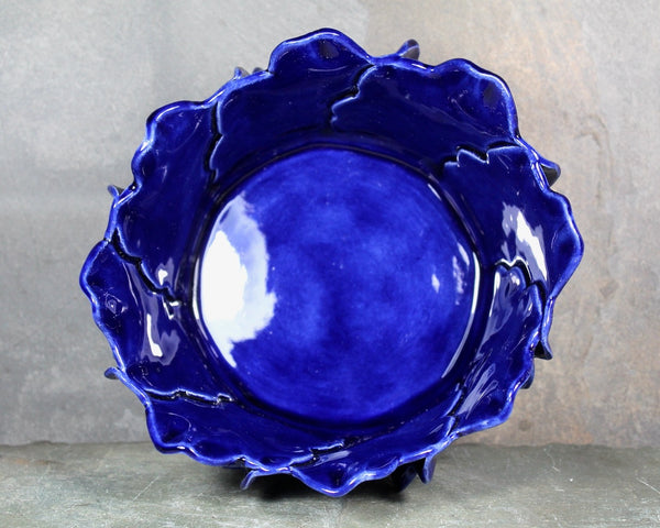 Pat Young Geranium Leaf Bowl 5" Diameter | Cobalt Blue Pottery Bowl Vintage American Pottery | Bixley Shop