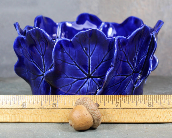 Pat Young Geranium Leaf Bowl 5" Diameter | Cobalt Blue Pottery Bowl Vintage American Pottery | Bixley Shop