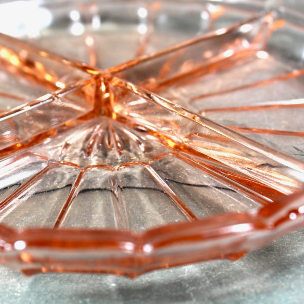 Antique Pink Depression Glass Divided Dish | Pretty in Pink! | Gorgeous 1950s Collector Dish | Antique Trinket Dish | Bixley Shop