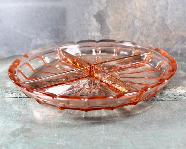 Antique Pink Depression Glass Divided Dish | Pretty in Pink! | Gorgeous 1950s Collector Dish | Antique Trinket Dish | Bixley Shop