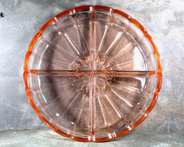 Antique Pink Depression Glass Divided Dish | Pretty in Pink! | Gorgeous 1950s Collector Dish | Antique Trinket Dish | Bixley Shop