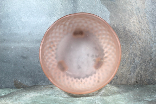 Frosted 3 Footed Pink Bowl |Pink Indiana Glass Candy Bowl | Diamond Point Pattern | Bixley Shop