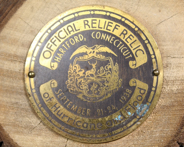 RARE! 1938 Official Relief Relic of Hurricane & Flood Hartford Connecticut | September 21-24, 1938 Hurricane and Flood Relic| Bixley Shop