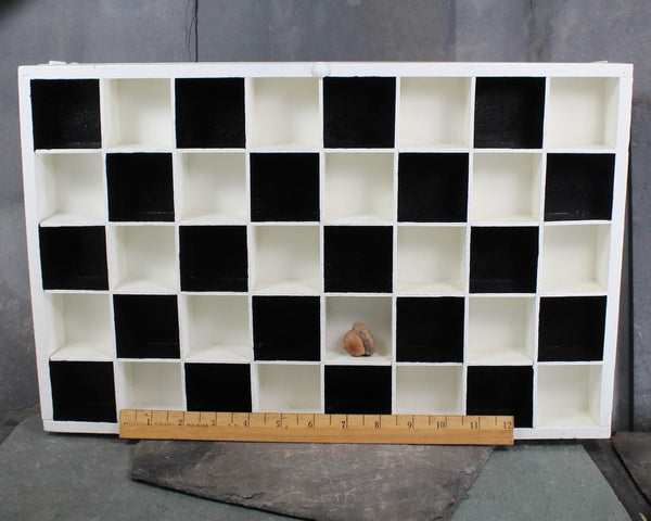 Checkerboard Shadow Box | Refurbished, Vintage Wooden Shadow Box | Classic Black & White Display Case | Bixley Shop