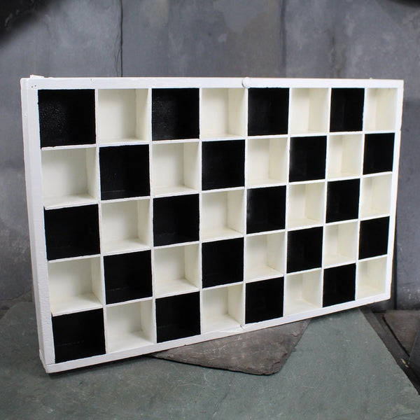 Checkerboard Shadow Box | Refurbished, Vintage Wooden Shadow Box | Classic Black & White Display Case | Bixley Shop