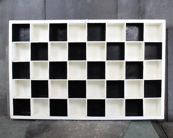 Checkerboard Shadow Box | Refurbished, Vintage Wooden Shadow Box | Classic Black & White Display Case | Bixley Shop