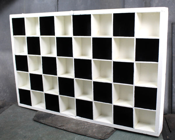 Checkerboard Shadow Box | Refurbished, Vintage Wooden Shadow Box | Classic Black & White Display Case | Bixley Shop