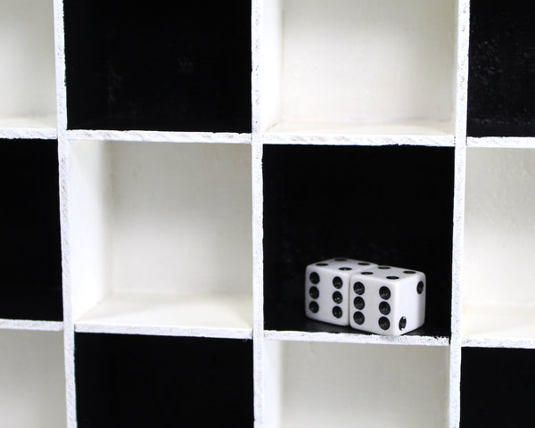 Checkerboard Shadow Box | Refurbished, Vintage Wooden Shadow Box | Classic Black & White Display Case | Bixley Shop