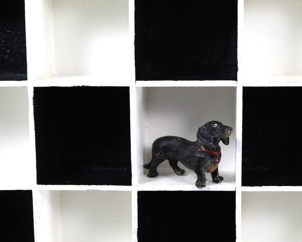 Checkerboard Shadow Box | Refurbished, Vintage Wooden Shadow Box | Classic Black & White Display Case | Bixley Shop