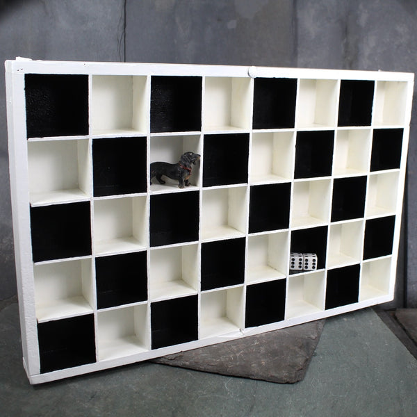 Checkerboard Shadow Box | Refurbished, Vintage Wooden Shadow Box | Classic Black & White Display Case | Bixley Shop