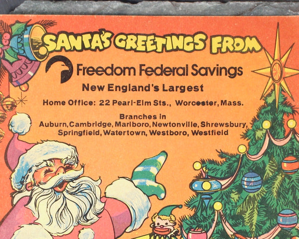 Santa's Fun Book | 1971 Freedom Federal Savings Bank Promotional Book | Vintage Children's Christmas Activity Book | Bixley Shop