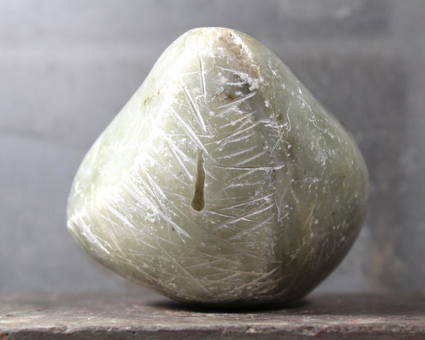 Seed Pod Stone Sculpture | Art Sculpture | Hand Carved Sea Foam Green Quartz-like Seed Pod