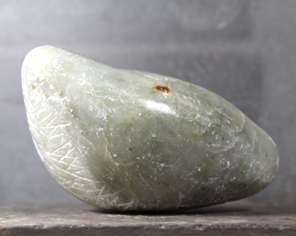 Seed Pod Stone Sculpture | Art Sculpture | Hand Carved Sea Foam Green Quartz-like Seed Pod