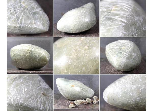 Seed Pod Stone Sculpture | Art Sculpture | Hand Carved Sea Foam Green Quartz-like Seed Pod