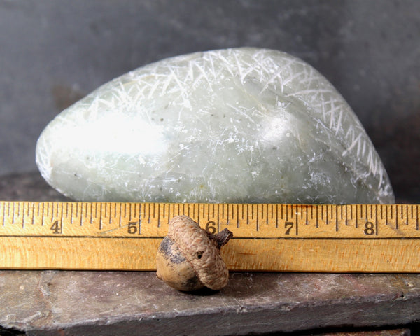 Seed Pod Stone Sculpture | Art Sculpture | Hand Carved Sea Foam Green Quartz-like Seed Pod