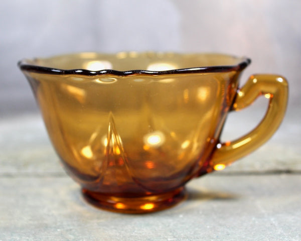 Set of 3 Amber Glass Tea Cups | Coffee Cups | Depression Glass 4 Ounce Cups  | Bixley Shop