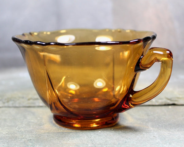 Set of 3 Amber Glass Tea Cups | Coffee Cups | Depression Glass 4 Ounce Cups  | Bixley Shop