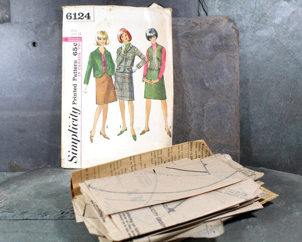 1965 Simplicity #6124 Misses' Suit & VestPattern | | Complete, Cut Pattern in Original Envelope | Bixley Shop