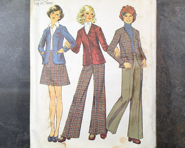 1974 Simplicity #6619 Junior/Teen Suit & Jacket Pattern | | Complete, Uncut, Factory Folded Pattern in Original Envelope | Bixley Shop