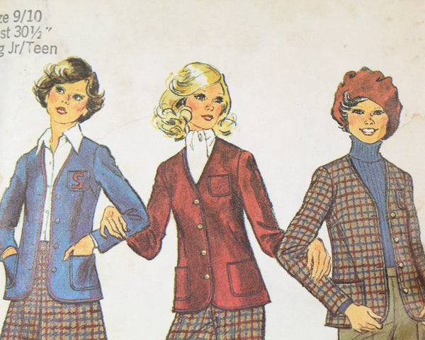 1974 Simplicity #6619 Junior/Teen Suit & Jacket Pattern | | Complete, Uncut, Factory Folded Pattern in Original Envelope | Bixley Shop