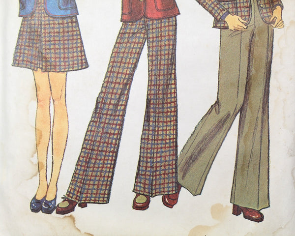 1974 Simplicity #6619 Junior/Teen Suit & Jacket Pattern | | Complete, Uncut, Factory Folded Pattern in Original Envelope | Bixley Shop