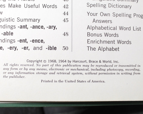 Sound & Sense in Spelling | 1968 Vintage Spelling Schoolbook | Bixley Shop