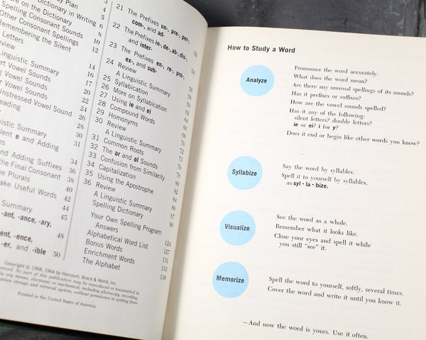 Sound & Sense in Spelling | 1968 Vintage Spelling Schoolbook | Bixley Shop