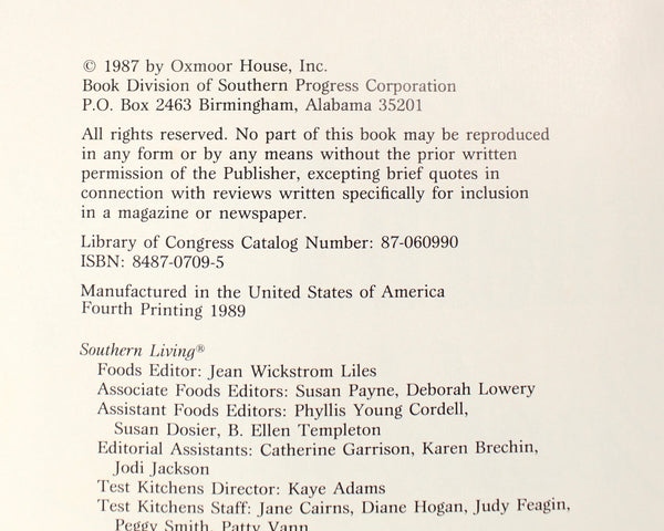 Southern Living Cookbook by Southern Living Magazine | 1987 | Southern Cooking | Bixley Shop