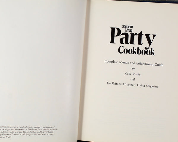 Southern Living Party Cookbook - Complete Menus & Entertaining Guide | 1972 First Edition | Southern Cooking |Bixley Shop