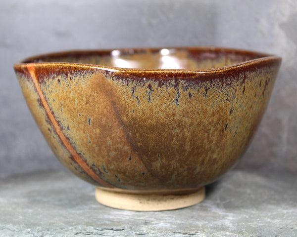 Studio Pottery Soup Bowl | 5 1/4" New England Pottery Trinket Bowl | Art Pottery Brown and Rust Colored Stoneware Bowl | Bixley Shop