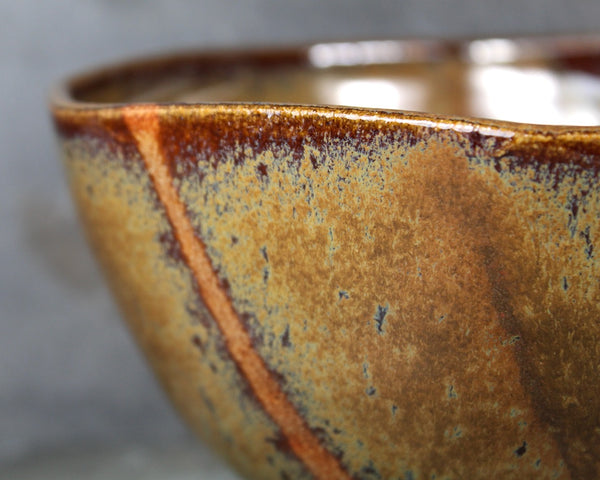 Studio Pottery Soup Bowl | 5 1/4" New England Pottery Trinket Bowl | Art Pottery Brown and Rust Colored Stoneware Bowl | Bixley Shop