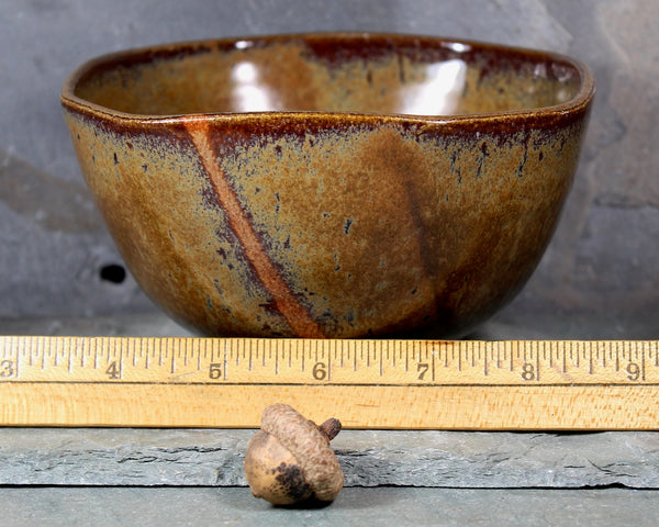 Studio Pottery Soup Bowl | 5 1/4" New England Pottery Trinket Bowl | Art Pottery Brown and Rust Colored Stoneware Bowl | Bixley Shop