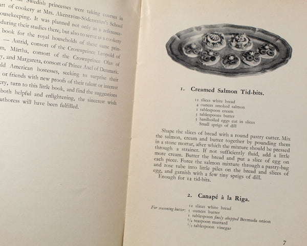 RARE! Swedish Smorgasbord: 100 Recipes for the Famous Swedish Hors D'Oeuvres by Mrs. Akerstrom-Soderstrom | 1934 Cookbook |  Bixley Shop