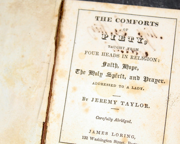 VERY RARE! The Comforts of Piety by Jeremy Taylor | 1831 Antique, Miniature Book of Prayer and Reflections