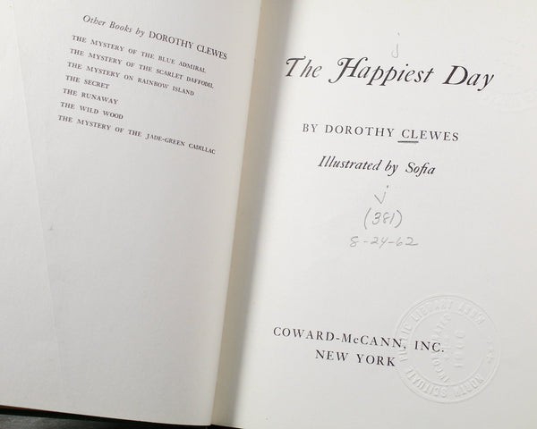 The Happiest Day by Dorothy Clewes | 1959 FIRST EDITION Vintage Children's Book | Illustrations by Sofia | Bixley Shop