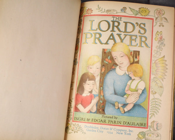 The Lord's Prayer illustrated by Ingrid & Edgar Parin D'Aulaire | 1934 FIRST EDITION Antique Children's Prayer Book | Bixley Shop