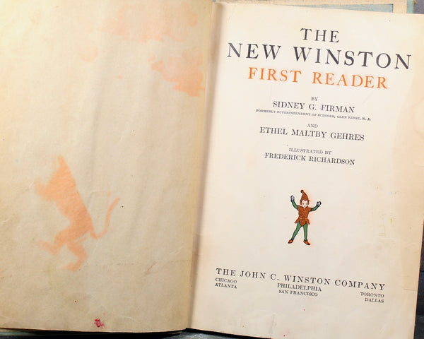 The New Winston Reader by Sidney G. Firman | Illustrated by Frederick Richardson | 1928 Children's Early Reading Primer | Bixley Shop